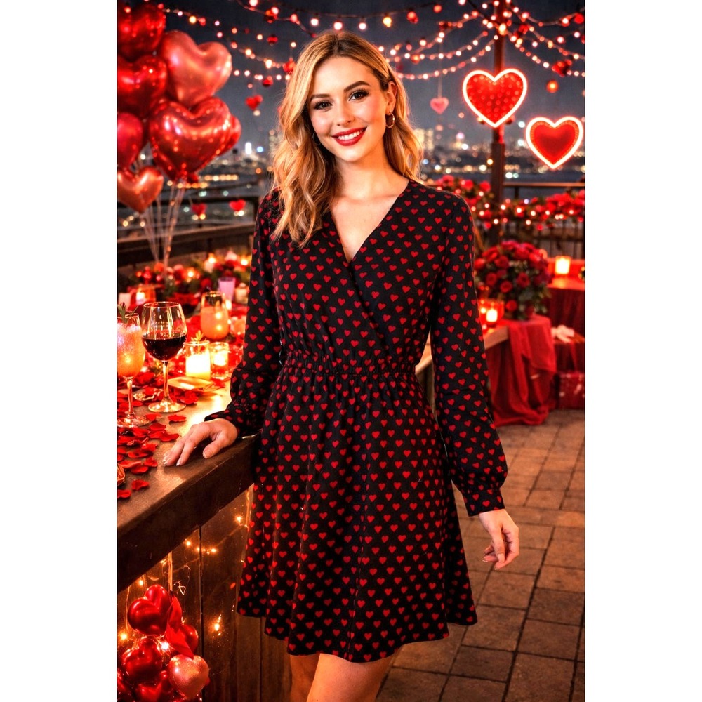 NWT MAISON JULES Heart Print Fit & Flare Dress Size Medium Valentine's Day
